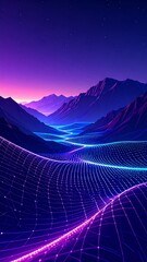 Digital landscape at dawn