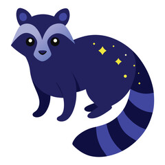 Mystical Raccoon Vector with Glowing Starlight Fur