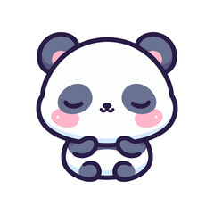Cute cartoon panda character sitting peacefully with closed eyes, ideal for children's illustrations