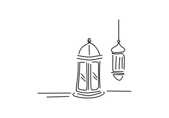 traditional vintage arab lanterns. Isolated line icons  modern design. 