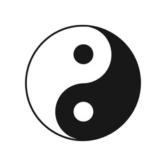 Black and white yin-yang symbol representing balance and harmony against a plain background
