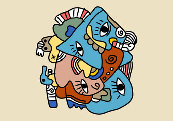  colorful abstract face portrait cubism art style