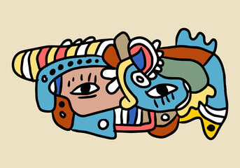  colorful abstract face portrait cubism art style