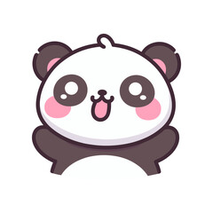Cute cartoon panda character with a joyful expression, set against a simple white background