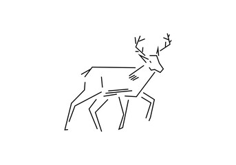 Deer flat line icon. Vector thin sign of reindeer  wild animal. 