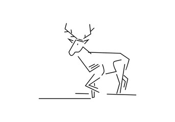 Deer flat line icon. Vector thin sign of reindeer  wild animal. 