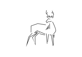 Deer flat line icon. Vector thin sign of reindeer  wild animal. 