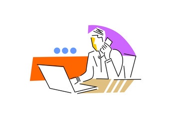 man sitting with laptop computer