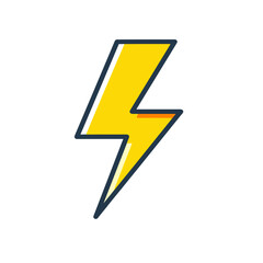 Bold yellow lightning bolt symbolizing energy and power against a clean white background