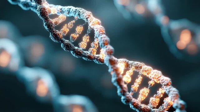 Advancements in biotechnology and bioengineering showcased through detailed representation of DNA structure and molecular activities at a molecular level in modern laboratories