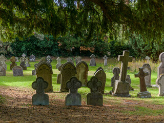 Ancient gravestones in the churchyard of St. Peter's Church, Market Bosworth
