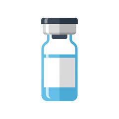 Clear glass vial containing blue liquid, set against a plain white background, ideal for medical or pharmaceutical use