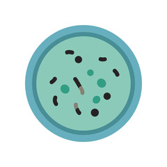 Close-up view of a petri dish containing various microorganisms in a sterile lab environment