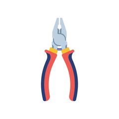 Close-up view of colorful pliers on a white background, ideal for DIY projects and tool illustrations