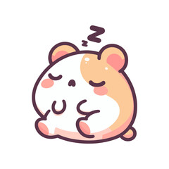 Cute sleeping cartoon hamster with a peaceful expression, surrounded by a soft pastel background