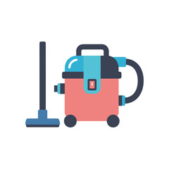 Colorful cartoon vacuum cleaner with hose and nozzle, ideal for home cleaning illustrations