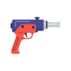 Colorful illustration of a futuristic toy gun with a sleek design against a plain background