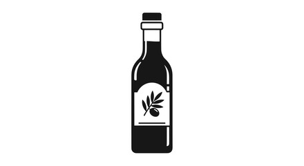 Simple black and white vector icon of an olive oil bottle.