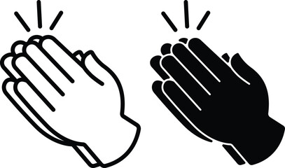 Clapping Hands Icon – Black and White Applause Symbol for Celebration and Appreciation..eps