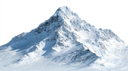 Majestic snow-covered mountain towering against a bright blue sky. The rugged cliffs and slopes showcase the beauty of winter landscapes. Perfect for outdoor enthusiasts and nature lovers.