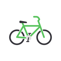Green bicycle illustration with simple design, set against a plain white background for versatility