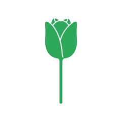 Green rose silhouette with clean lines on a white background, ideal for botanical design projects