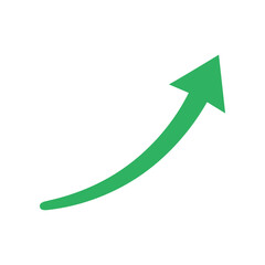 Green upward arrow symbolizing growth and progress against a plain white background