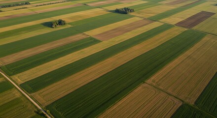 Aerial view of cultivated fields