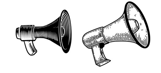 Hand drawn loudspeaker icon. Monetization ads icon