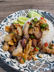 Roasted pork belly with chili and salt.