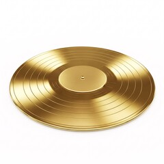 A gleaming golden vinyl record with a textured surface,