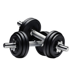 Naklejka premium Dumbbells on Black Background Fitness Equipment Strength Training Workout Gym Exercise Weightlifting