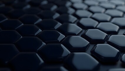 Obraz premium Dark background with seamless 3D hexagon tile pattern, purpose for background.