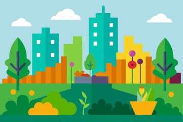 city landscape with trees