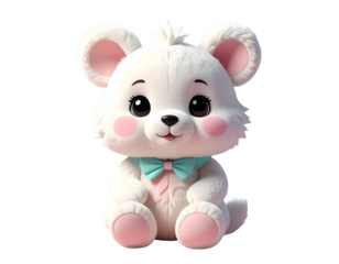Cute sustainable plush character toy pastel background isolated PNG  