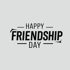 Happy friendship day text in bold black font with decorative lines on a light gray background