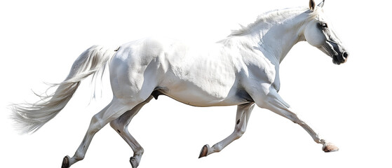 White horse galloping with isolated.