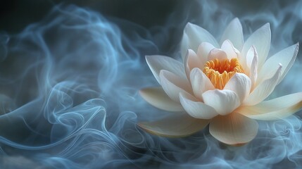 Obraz premium Serene lotus flower in smoky mist