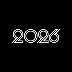 Modern White Line Art 2026 Logo on Black Background