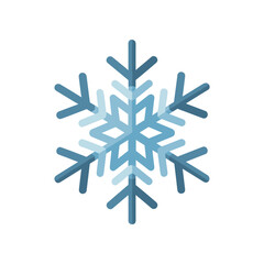A stylized blue snowflake design on a white background, symbolizing winter and cold weather