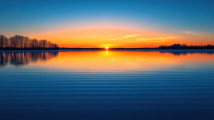 Obraz premium Serene sunrise over a tranquil lake