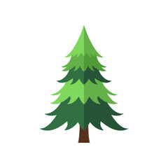 A vibrant green pine tree standing tall, symbolizing nature's beauty in a serene setting