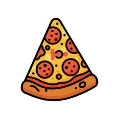 A vibrant slice of pepperoni pizza with melted cheese and a crispy crust, isolated on a white background