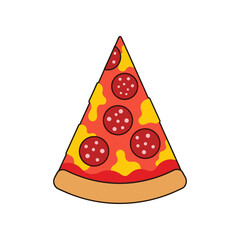 A vibrant slice of pizza with pepperoni and cheese on a white background, perfect for food-related content