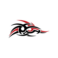 Obraz premium Abstract tribal design featuring dynamic lines and shapes in red and black colors