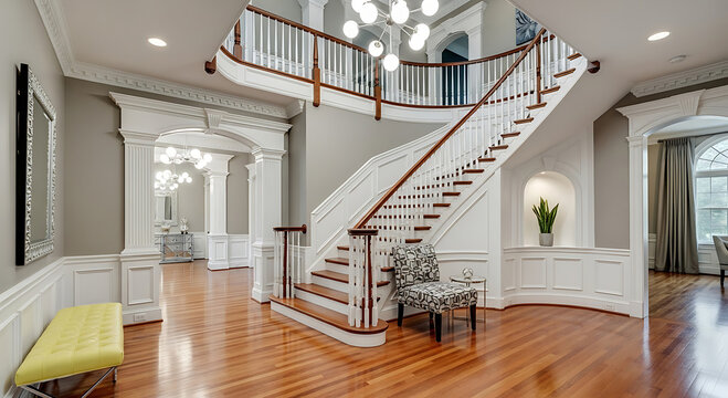 Grand staircase grand foyer elegant architecture luxury home interior design