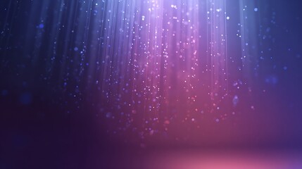 Abstract background with light rays and sparkling particles in purple and blue tones, creating a dreamy scene