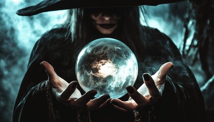 Witchcraft Quote Print: Witch Hands Holding Magic Ball With Halloween Lettering Design For Spooky Season Art Decor