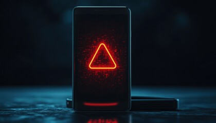 Warning Message On Smartphone For Malware Notification Or Error: Red Alert For Spam, Insecure Connection, Scam, And Virus Threats.
