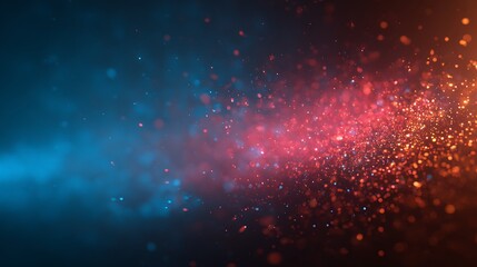Naklejka premium Abstract blue and orange bokeh background with glowing particles creating a dynamic and vibrant atmosphere